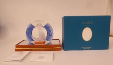 A Lalique opaque glass Jour Et Nuit Limited Edition 701/1999 perfume bottle  part full  3.75"h
