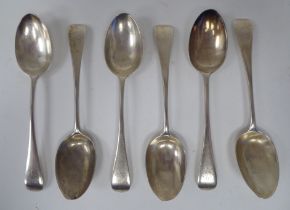 A set of six Victorian silver Old English pattern teaspoons  John Aldwinkle & Thomas Slater