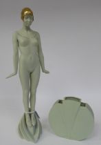 Attributed to Glenis Devereaux - an Art Deco watered green Parianware figure, a posing nude