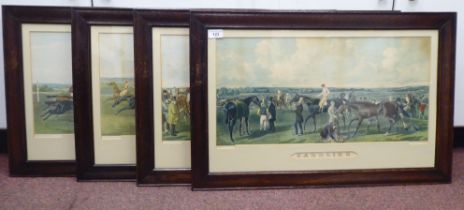After JP Herring Senr - a series of four 19thC flat racing scenes  coloured prints  11" x 22"