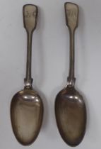 A pair of George IV silver fiddle and thread pattern tablespoons  William Eley & William Fearn