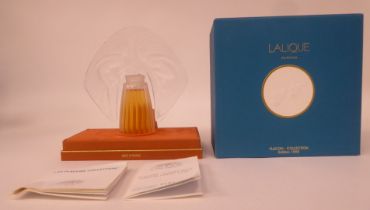 A Lalique opaque glass Ondines Limited Edition 494/1998 perfume bottle  full and unsealed  5.5"h