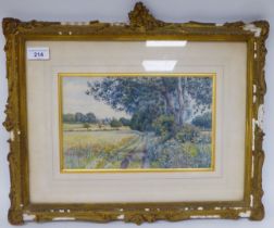 Charles A Brindley - 'Oats and Poppies on Gouchmore Farm, Surrey'  watercolour  bears a signature,