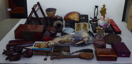 Asian collectables: to include wooden stands; and two part boxes