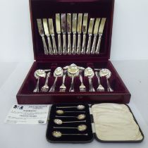 A cased set of six silver teaspoons  Birmingham 1927; and a John Stephenson of Sheffield silver