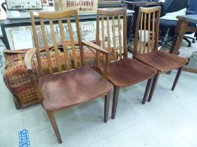 Three G-Plan teak dining chairs, viz. two standard/one carver