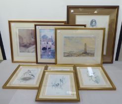 Framed modern pictures: to include after W Russell Flint - 'The Seven Springs of Vers'  coloured