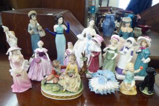 Decorative ceramics: to include a Royal Worcester china figure 'Sunshine Days'  3.5"h; and three