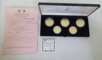A group of five Moscow 1980 Olympics silver proof coins  boxed