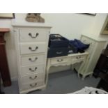 Three items of modern cream painted bedroom furniture, viz. a Laura Ashley cupboard  43"h  19"w; a