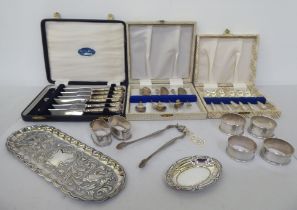 Silver and white metal collectables and flatware: to include napkin rings  mixed marks