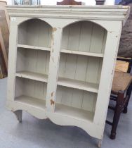 A shabby-chic painted pine, three tier hanging cupboard  43"h  34"w