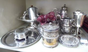 EPNS and silver plate: to include a jewellery casket  1.75"h; and a tazza, decorated in Greek Key