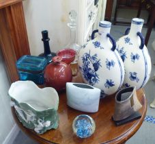 Ceramics and glassware: to include a pair of early 20thC Minton's china moonflask vases, decorated