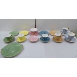 Royal Albert china Gossamer pattern teaware, decorated in varying, sponged, pastel colours