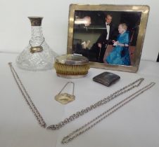 925 silver and 800 grade silver items: to include a cigarette case; and two brushes  mixed marks