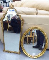 Two dissimilar bevelled glass mirrors, in gilt frames  21" x 18" & 36" x 16"