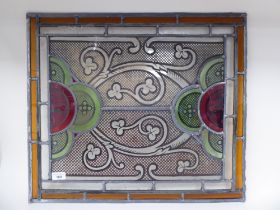 A modern coloured lead glazed window panel  21" x 24"