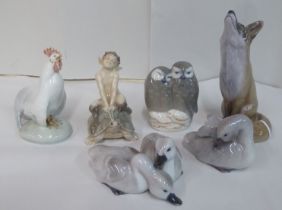 Royal Copenhagen porcelain animals: to include a seated fox  No.1475  6.5"h