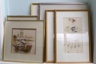 Framed pictures and prints: to include theatrical costume design  10" x 16"