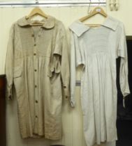 Two late Victorian white linen smocks