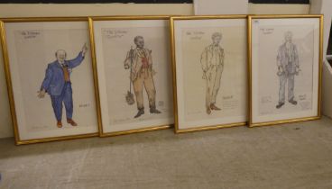 Peter Farley - 'The Iceman Cometh' a series of four figure studies  watercolours  bearing signatures