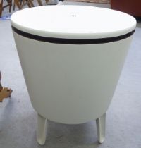 A modern Cool Bar in bi-coloured moulded plastic, the rising table top enclosing a bucket base, on