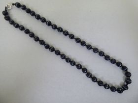 A banded agate uniform bead necklace, on a ring bolt clasp