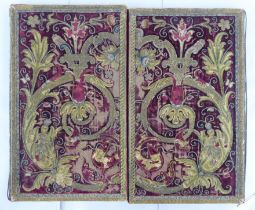 A late 19thC embroidered and fabric bound, hinged desktop, blotting folio