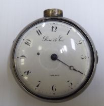 A late 18thC silver pair cased pocket watch, the movement inscribed Rose & Son, London, faced by a