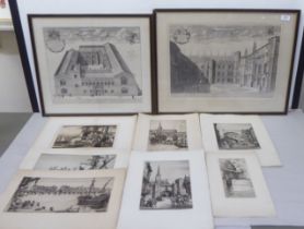 Pictures: to include a late 18thC study of a college  print  14" x 20"  framed