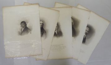 A folio of uncollated engravings: to include portrait studies  approx. 15" x 10"