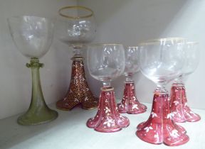 Decorative glassware: to include an early 20thC Venetian wine, on a spiral twist foot