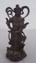 A Chinese bronze figure of a Skanda Buddha  4.5"h