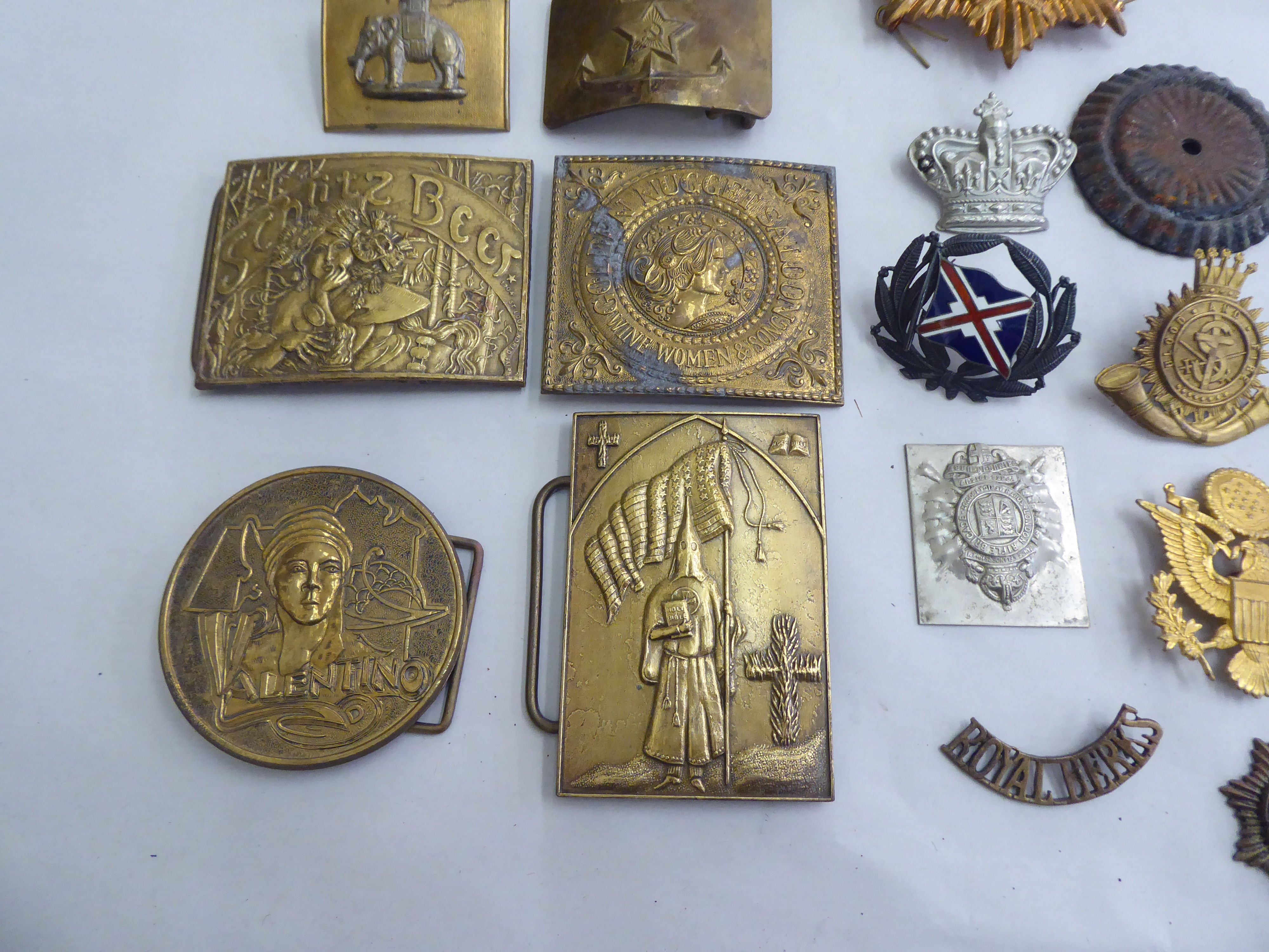 Brass, steel and other metal badges and buckles: to include US Military examples (Please Note: - Image 5 of 5