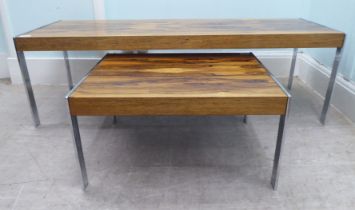 Two similar 1960s Richard Young for Merrow Associates, rosewood and chromium plated coffee tables