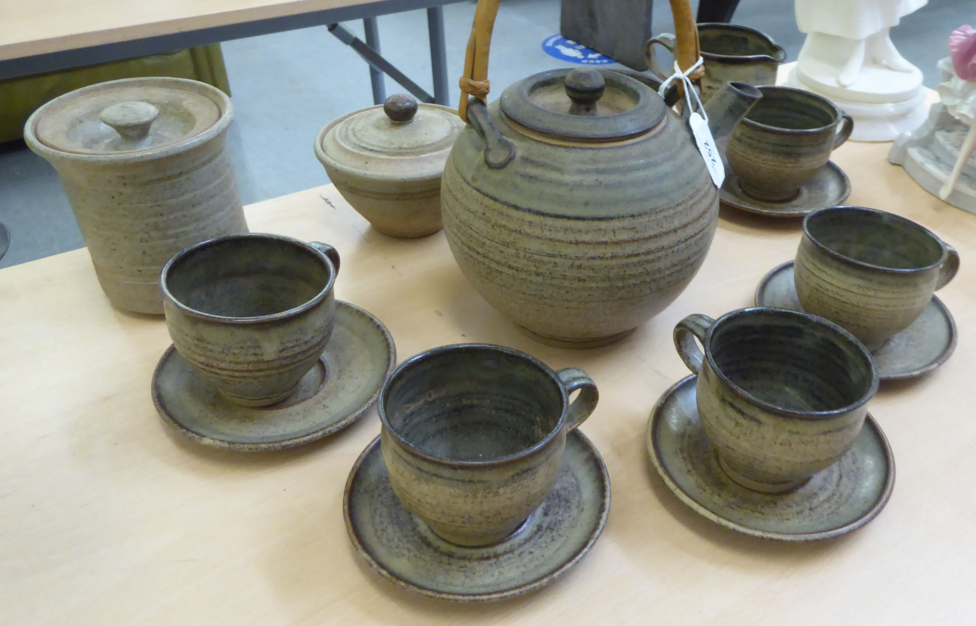 1970s Sally Dawson studio pottery teaware  comprising fifteen items, including a teapot - Image 2 of 4