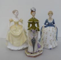 A Royal Doulton china figure 'Alison'  HN2336  8"h; a Royal Worcester bone china figure 'Melanie'