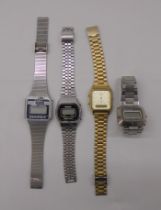 Variously cased and strapped vintage digital watches