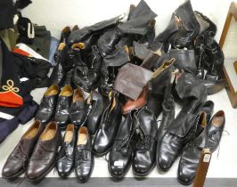 Ladies and gentleman's formal, riding and other, mainly black hide, shoes and boots  various sizes