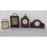 Clocks: to include an Edwardian mahogany cased example; the movement faced by an Arabic dial  8"h