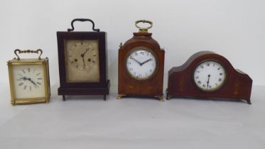 Clocks: to include an Edwardian mahogany cased example; the movement faced by an Arabic dial  8"h