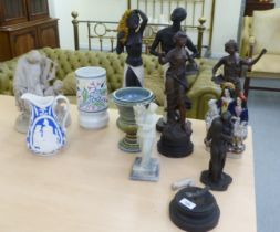 Ornamental items: to include two 19thC inspired spelter figures  16"h