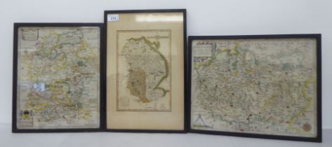Two 18thC maps, viz. 'Wiltshire'  12" x 10"; and 'Wiltoniae'  12" x 14"; and a late example '