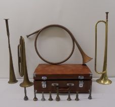 Military and other items, bugles and brass musical instruments: to include a Lark made in China