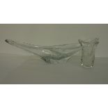 A Daum France freeform clear glass centrepiece bowl  bears an etched signature  25"w; and a Serves