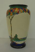 An Art Deco Crown Ducal china case, decorated with trees  12.5"h