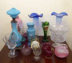 Decorative glassware: to include Victorian style vases, decorated with period figures  22"h