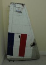 A painted tailfin from a 1950s Jet Provost  57"L  39"w