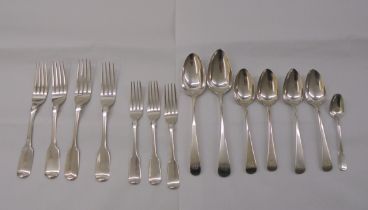 Silver Old English and fiddle pattern flatware  mixed marks